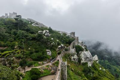 Historic Castle of the Moors in Sintra, Portugal on a Foggy Day – Free Stock Photo for Download