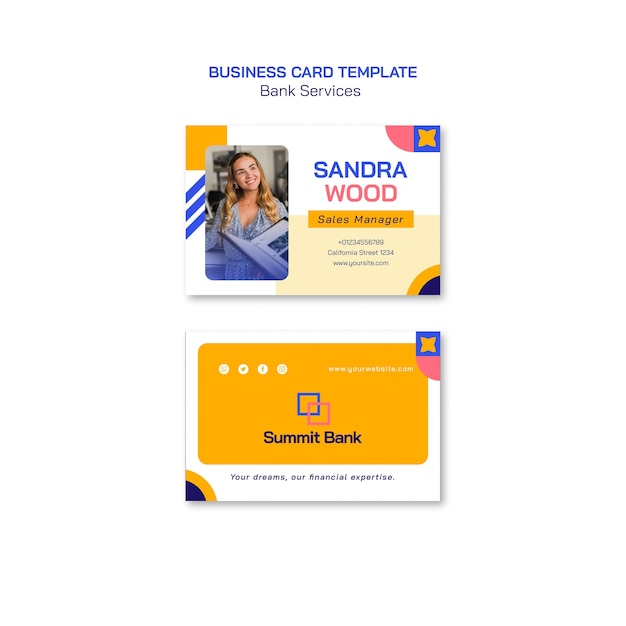 Flat Design Bank Services Business Card – Free Download