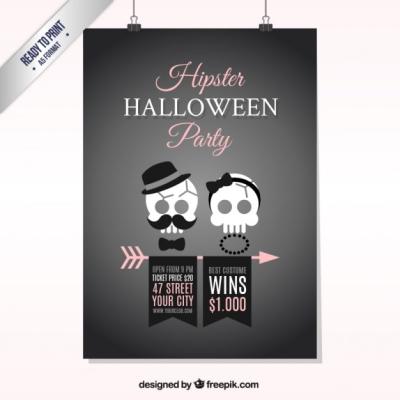 Hipster Halloween Poster Design – Free Download