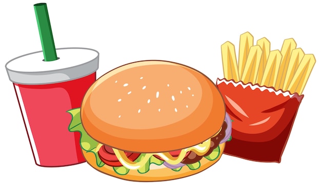 Fast Food Vector Templates Featuring Hamburger and French Fries – Free Download