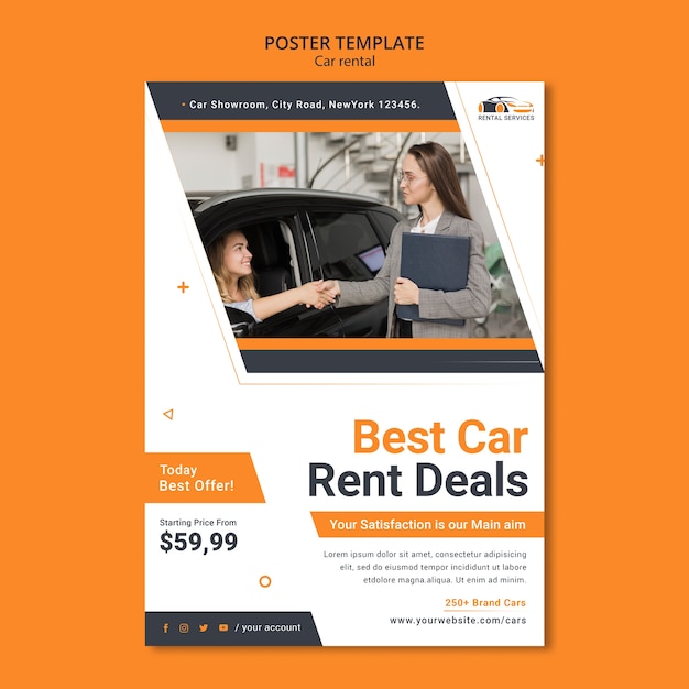 Car Rental Poster Template in Flat Design – Free Download