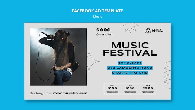 Minimal Music Festival Facebook Template – Free Download