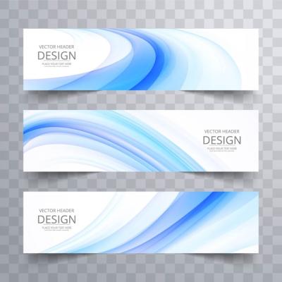 Dynamic Blue Shapes on Two White Banners – Free Stock Photo for Download