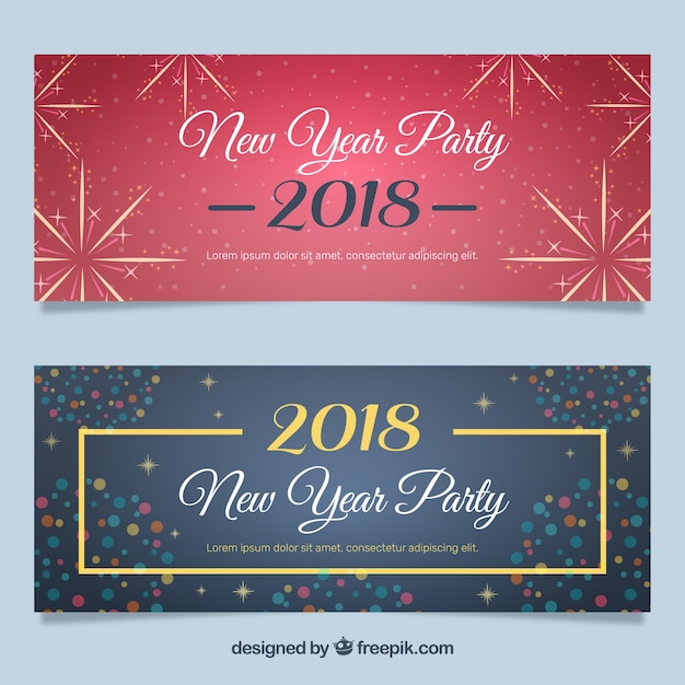 New Year Party Banners in Red and Black – Free Download