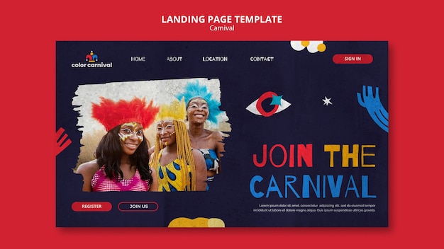 Flat Design Carnival Landing Page Template – Free Download