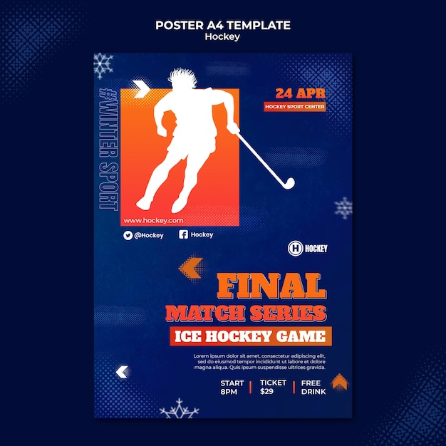 Hockey Sport Poster Design Template – Download Free Stock Photo