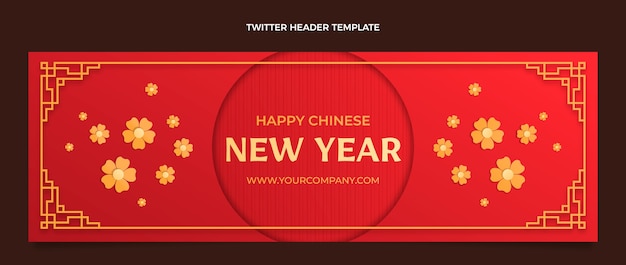 Chinese New Year Twitter Header in Paper Style – Free Download