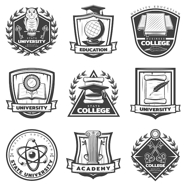 Vintage Monochrome Educational Labels Set – Free Download