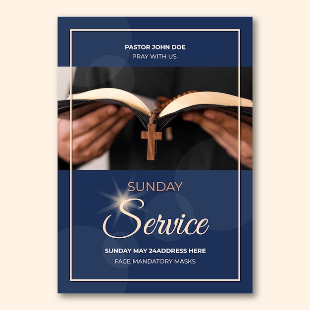 Flat Church Flyer with Photo – Free Download