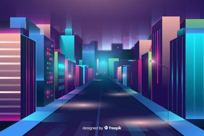 Futuristic Night City Background – Free Download