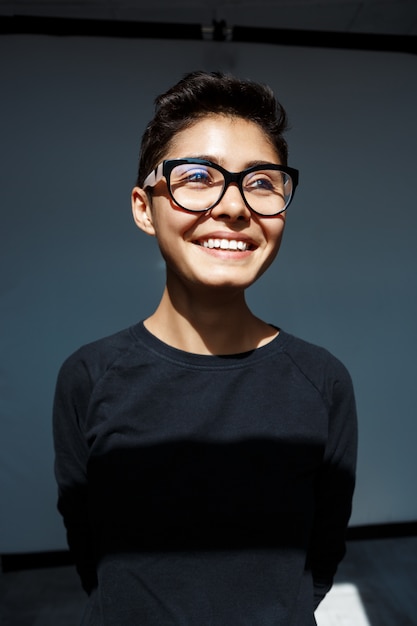 Young Beautiful Brunette Girl in Glasses Smiling – Free Stock Photo for Download