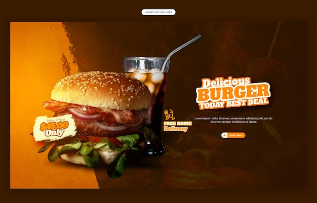 Delicious Burger and Food Menu Web Banner Template – Free Download