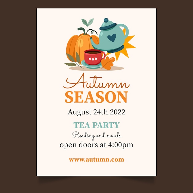 Autumn Celebration Flat Invitation Template – Free Download