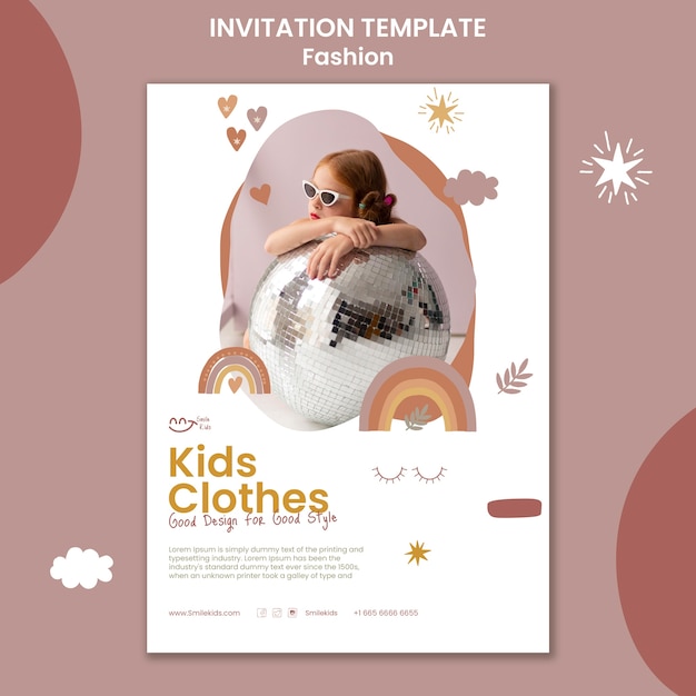 Flat Design Fashion Invitation Template – Free Download