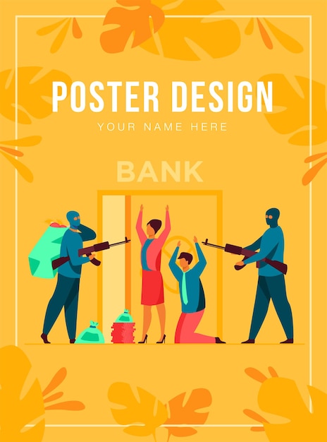 Gangsters with Gun Robbing Bank Poster Template for Free Download