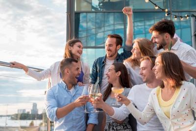 Group of Friends Toasting at a Party – Free Download