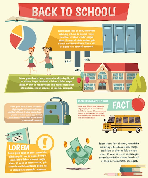 School Orthogonal Infographics – Free Download