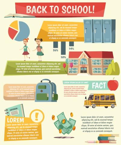 School Orthogonal Infographics – Free Download