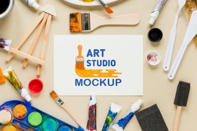 Artistic Paint Accessories Mock-Up – Free Download