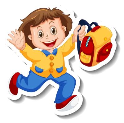 Girl Holding Backpack Sticker Template – Free Download