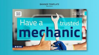 Mechanic Banner Template Featuring a Stunning Photo – Free to Download