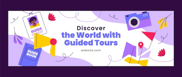 Flat Design Guided Tours Twitter Header – Free Stock Photo Download