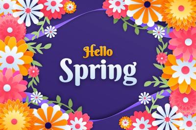 Spring Background with Paper Style – Free Download