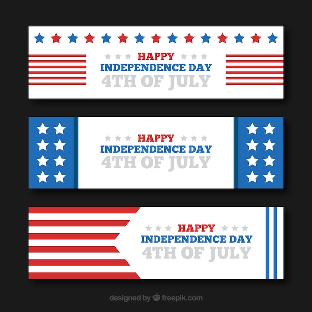 USA Independence Banners in Flat Design – Free Download