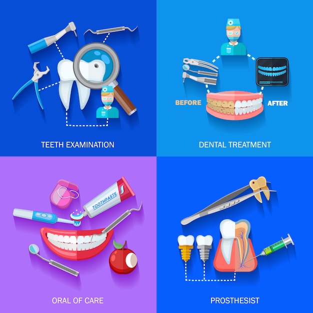 Flat Dentist Elements Set – Free Download