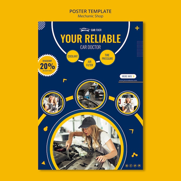 Mechanic Shop Poster Ad Template – Free Download