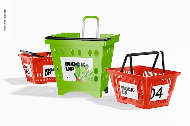 Supermarket Shopping Carts Mockup – Free Download