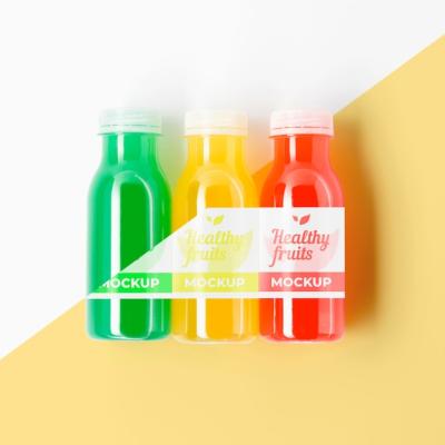 Mock-Up of Naturally Grown Fruit in Bottles for Free Download