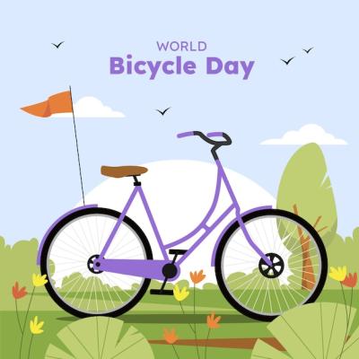 Flat Illustration for World Bicycle Day Celebration – Free Download