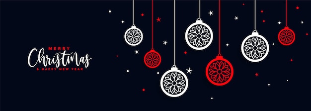 Merry Christmas Ball Decoration Banner Festival – Free Download