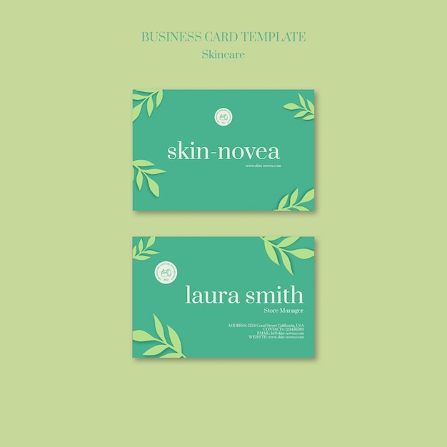 Skincare Paper Cutout Business Card Template Design – Free Download