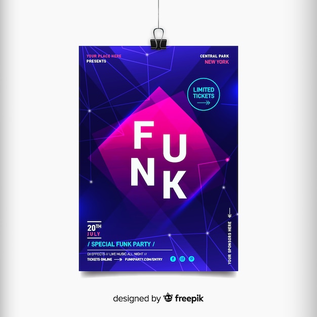 Party Poster Template Featuring Abstract Shapes – Free Download