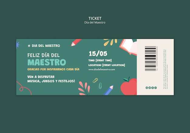 DÃ­a del Maestro Celebration Ticket Template – Free Download