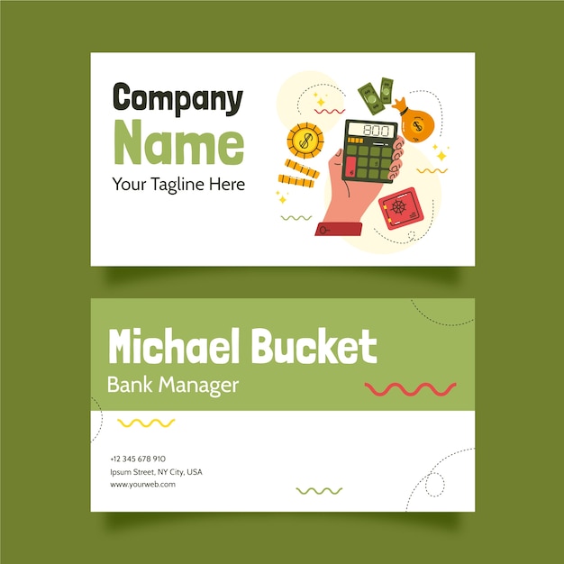 Horizontal Business Card Template for Bank and Finance – Free Download