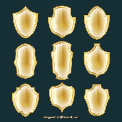 Golden Shields Vector Templates – Free Download