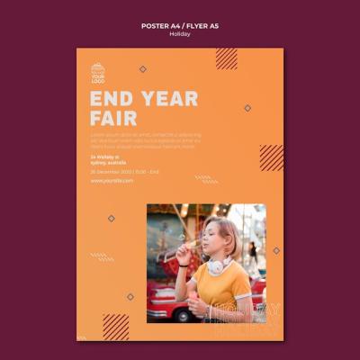 End Year Fair Holiday Poster Print Template – Free Download