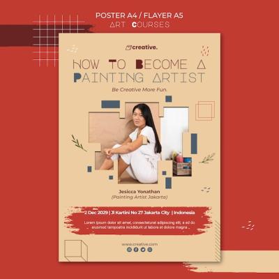 Creative Poster Template for Painting Classes – Free Download