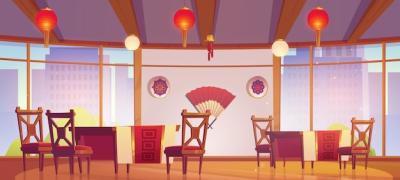 Chinese and Japanese Restaurant Interior Vector Template – Free Download