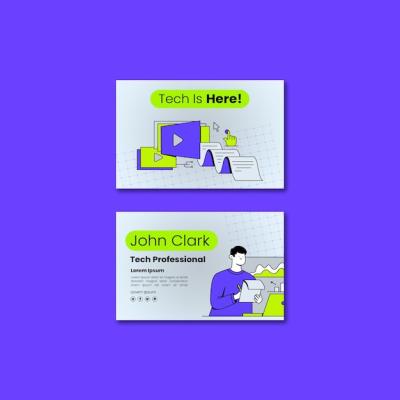 Horizontal Business Card Template for Technology Usage – Free Download