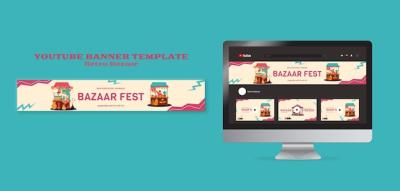 Retro Bazaar YouTube Banner Template – Free Download