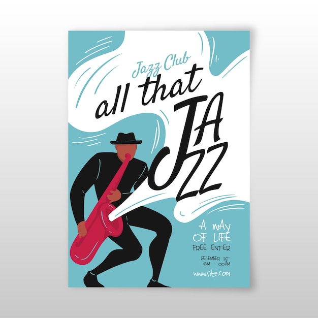 Abstract Hand Drawn Jazz Music Poster Template – Free to Download