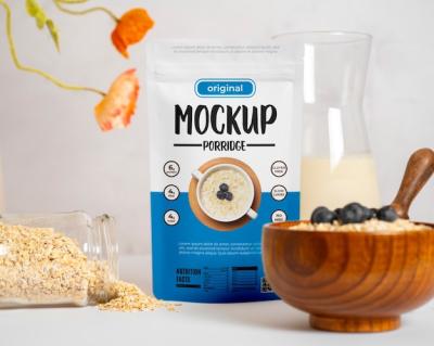 Close Up on Porridge Packaging Mockup – Free Stock Photo, Download for Free