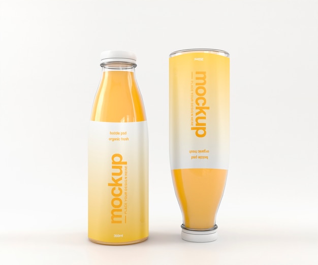 Fruit Juice Clear Glass Bottle Mock-up Design – Free Download