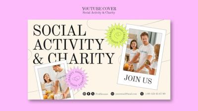 Flat Design YouTube Cover for Social Activity and Charity – Free Download