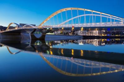 Schuman Bridge at Night in Lyon, France – Free Download