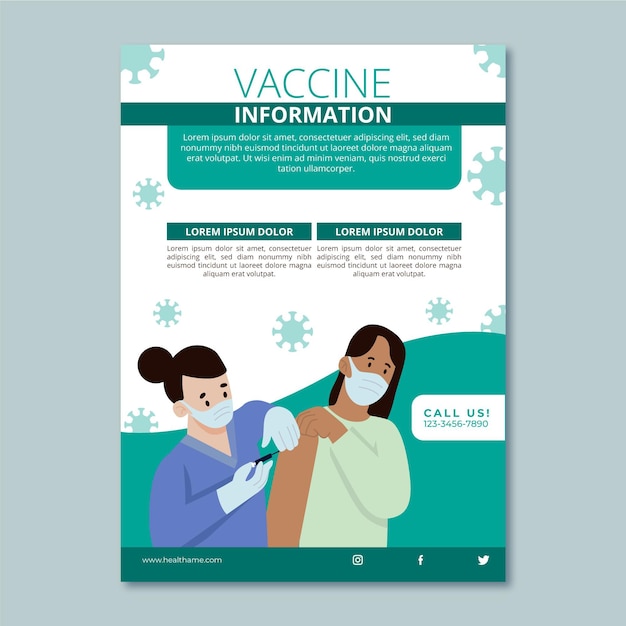 Organic Flat Coronavirus Vaccination Flyer Template – Free Download